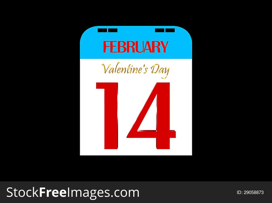 Calendar February 14 Valentine's Day. Calendar February 14 Valentine's Day
