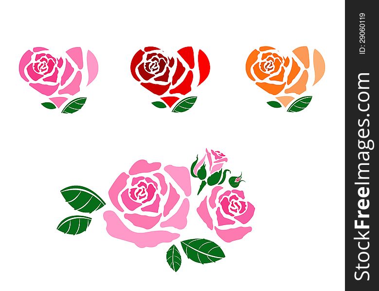 Big set romantic rose flower valentine. Big set romantic rose flower valentine
