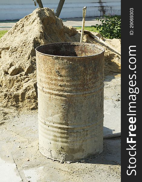 Fuel old tank on construction site for fill water