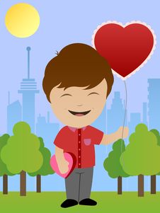 Boy With Heart Shaped Balloon Royalty Free Stock Image Boy With Heart Shaped Balloon Royalty Free Stock Image