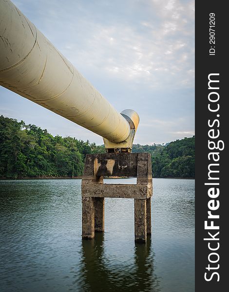 A big metal pipe for removing water from the dam