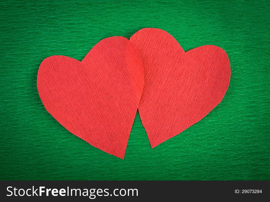 Hearts paper texture red green