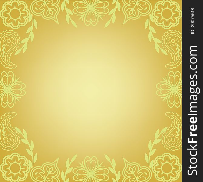 Floral frame, summer yellow background