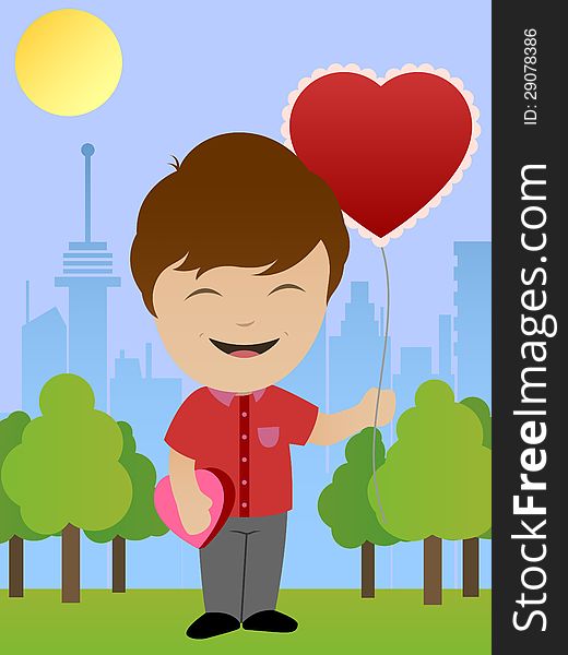 Boy With Heart Shaped Balloon