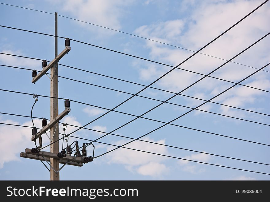 Electric pole and cable wiring