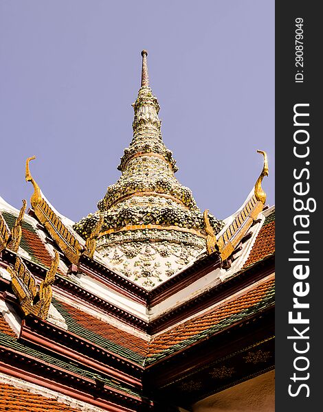 Architectural at the Grand Palace temple of the Emerald Buddha in Bangkok Thailand
