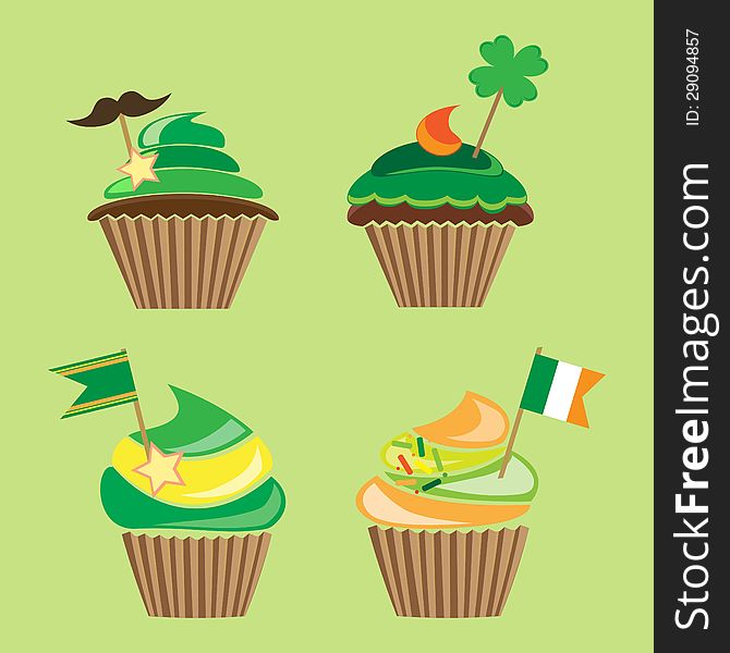 Set of cupcakes for st.patrick`s day