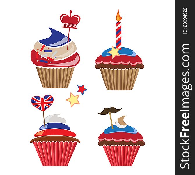 Set of cupcakes for United Kingdom party