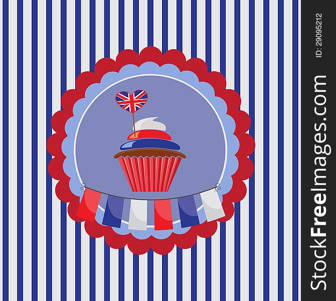 Background with cupcake in UK traditional colors
