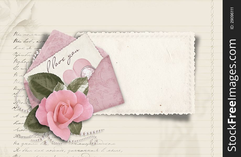 Vintage valentine background with gorgeous card. Vintage valentine background with gorgeous card