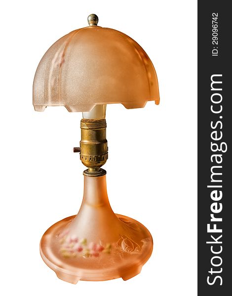 Old bedroom lamp on a white background  with pathincluded. Old bedroom lamp on a white background  with pathincluded