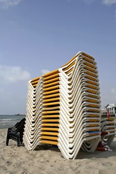 Plied Up Deckchair In Tel Aviv Stock Images Plied Up Deckchair In Tel Aviv Stock Images