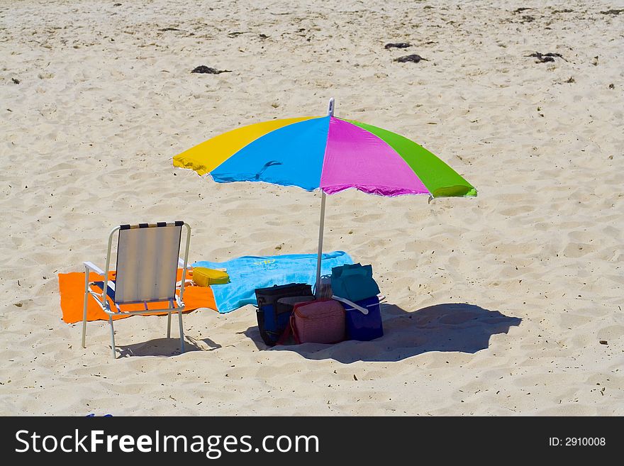 Colorful Umbrella In Beach