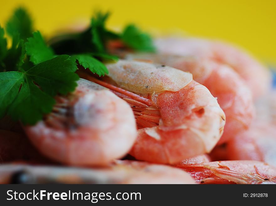 Prepared shrimp on a plate