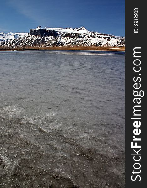 Lake in Iceland with mountains. Lake in Iceland with mountains