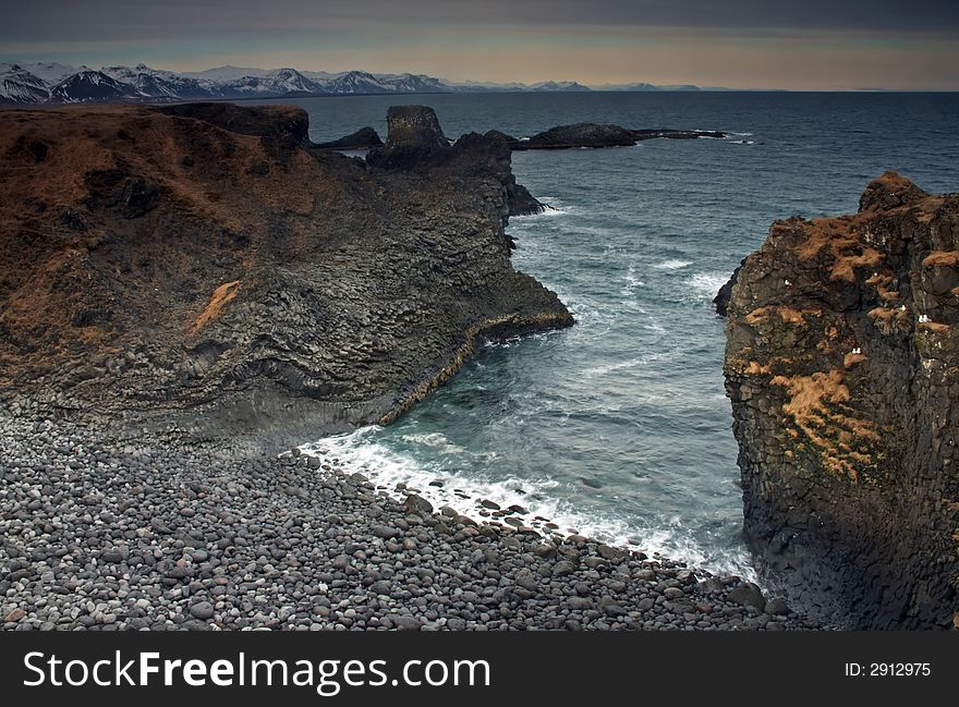 Coastal scene in the Iceland.