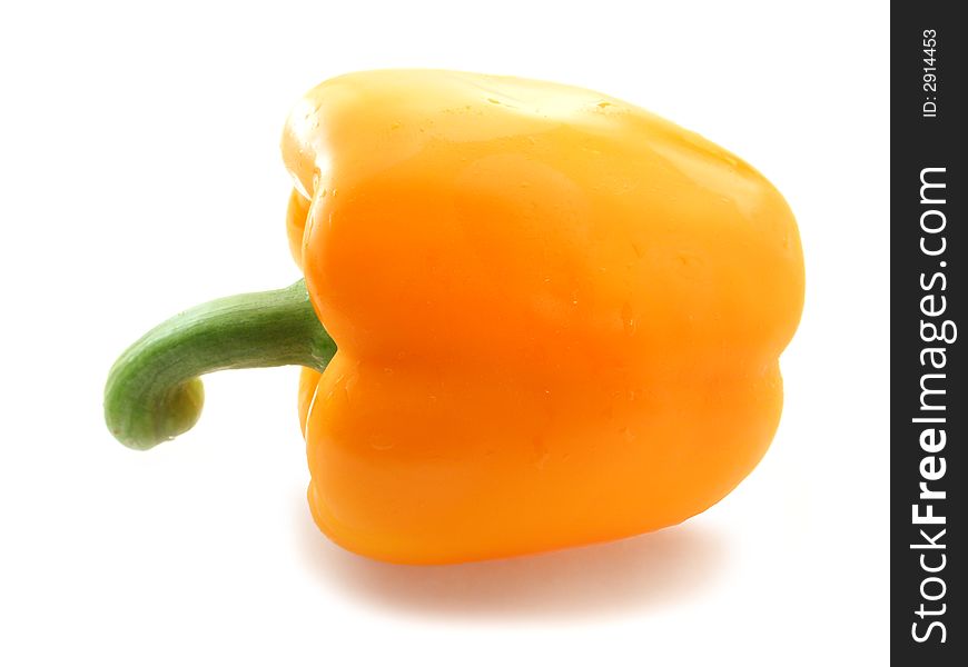 Orange sweet ripe pepper on white background. Orange sweet ripe pepper on white background