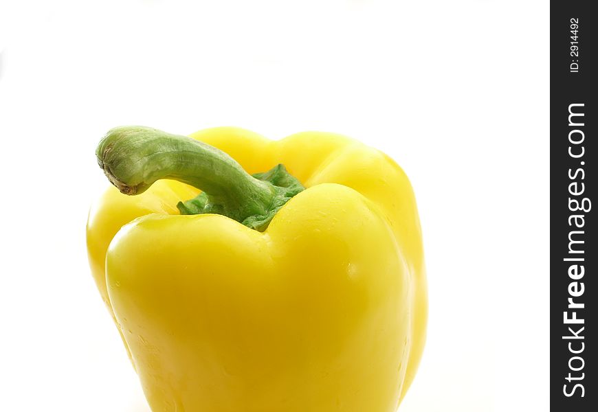 One yellow sweet pepper on white background. One yellow sweet pepper on white background