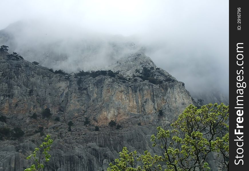 Mist over high mountains in the Crimea. Mist over high mountains in the Crimea