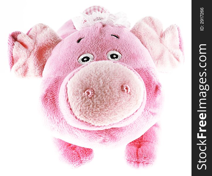 A lovely smile pink pig on a pure white background. A lovely smile pink pig on a pure white background.