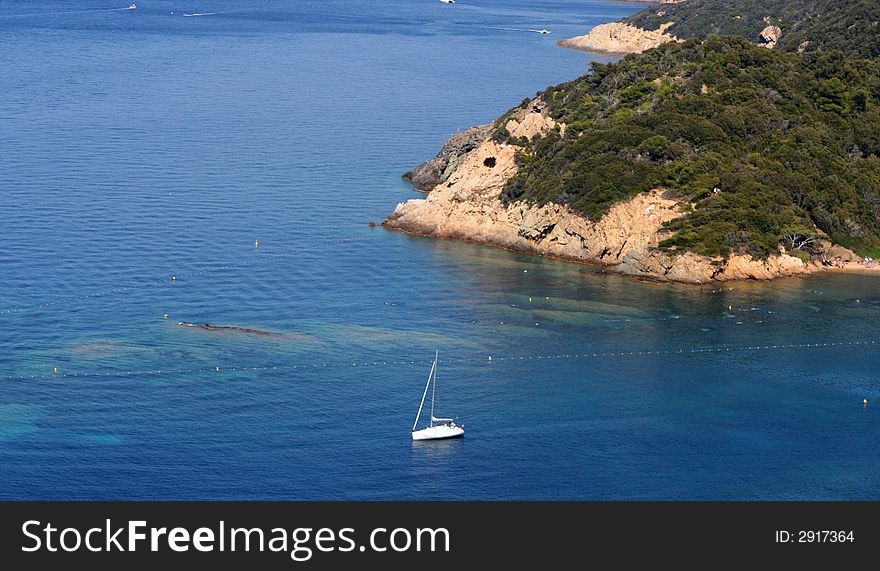 Beautiful clear water off island of port cros, france