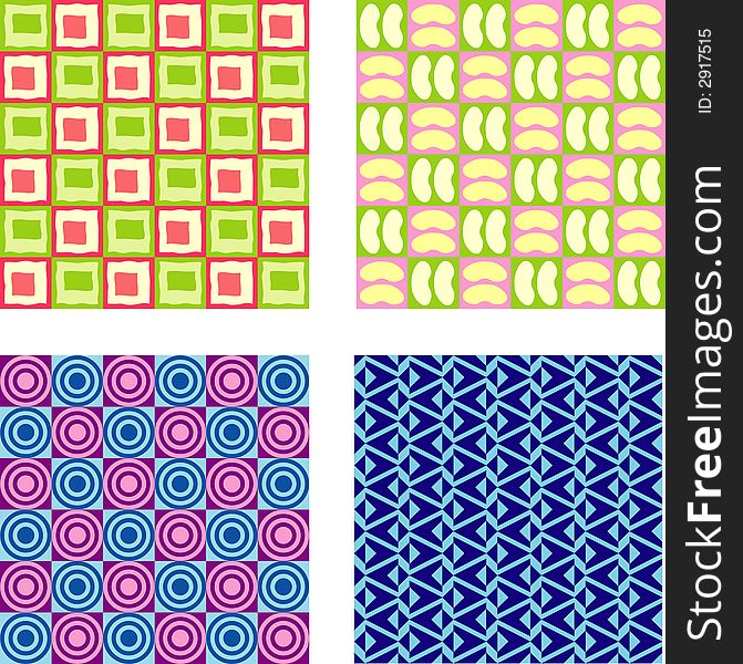 Four sketches for a textile. Easy color change.Vektor ai