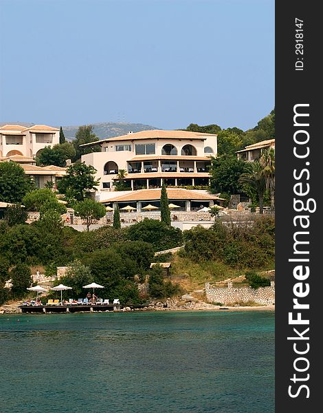Beautiful summer resort with beach on greek islands
