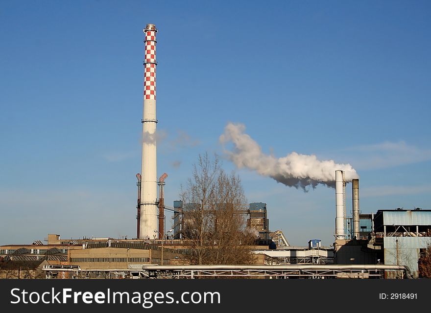 Smoking factory chimney in poland