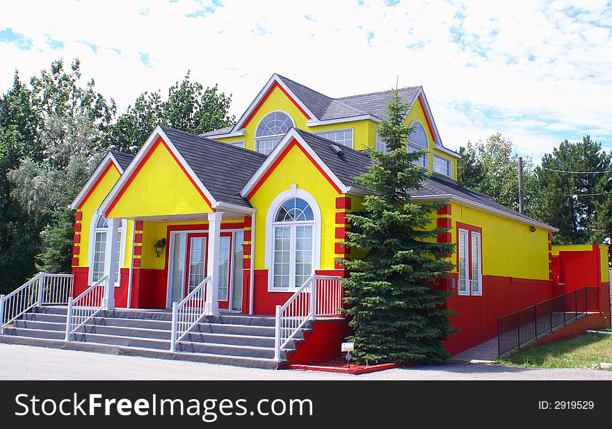 Photo of new colorful model house. Photo of new colorful model house