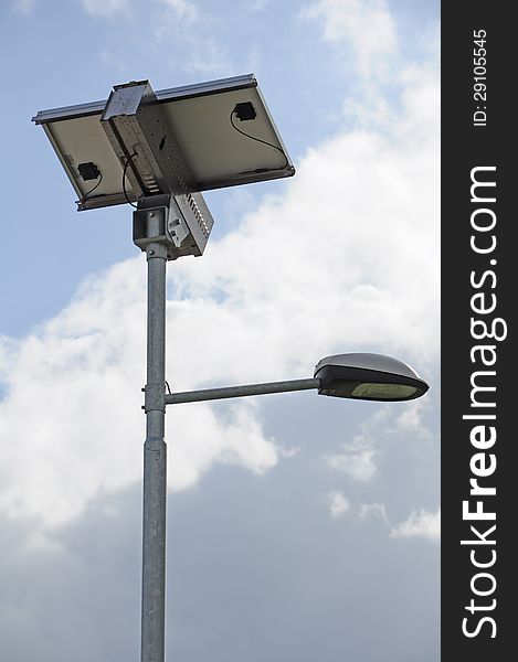 Street lamp powered by solar panel. Street lamp powered by solar panel