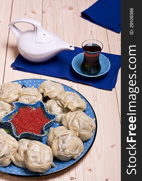 Kazakh or Uzbek dish - manti