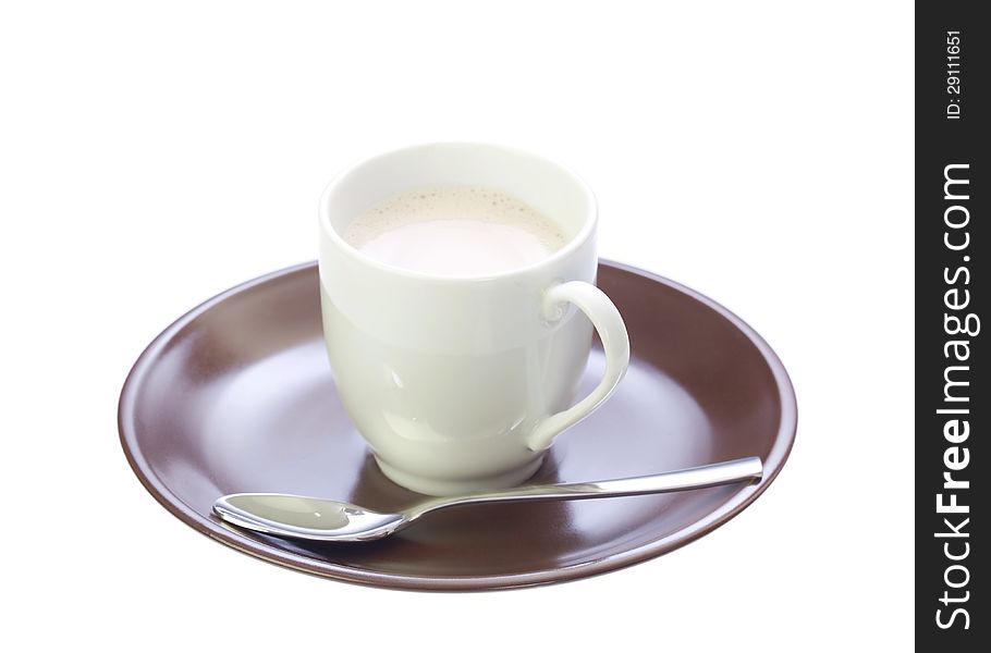 A Cup With Coffee On A Brown Saucer