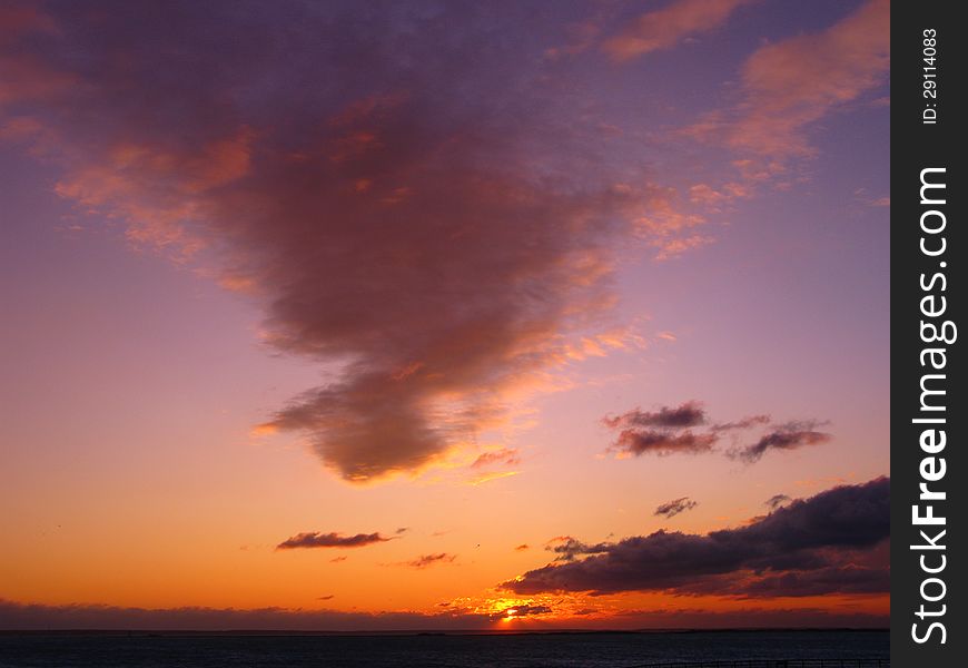 Morning sunrise over Cape Cod and the Atlantic Ocean in the winter. Morning sunrise over Cape Cod and the Atlantic Ocean in the winter