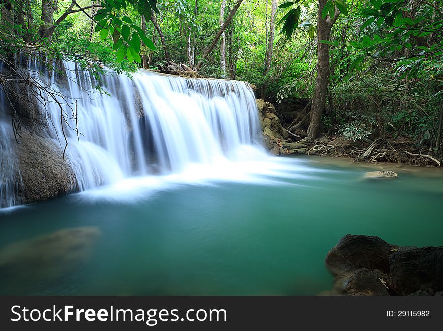 Deep forest Waterfall in Kanchanaburi, Thailand