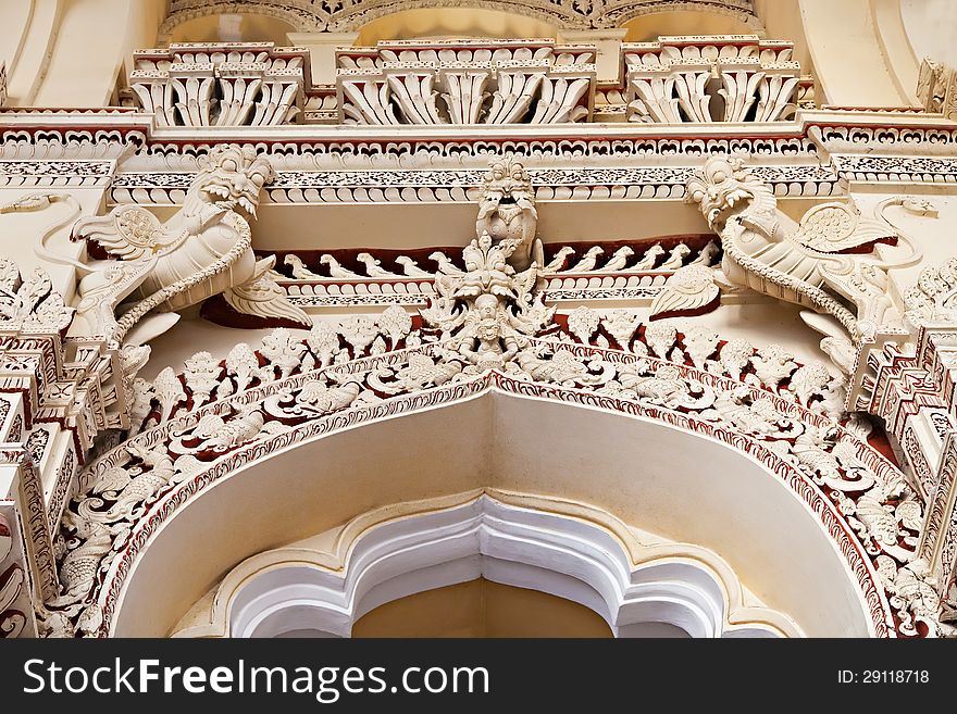 MADURAI, INDIA - MARCH 23: Arches ofTirumalai Nayak Palace on March, 23 in Madurai, India. The Indo-Saracenic palace was built in 1636 by the ruler whose name it bears. MADURAI, INDIA - MARCH 23: Arches ofTirumalai Nayak Palace on March, 23 in Madurai, India. The Indo-Saracenic palace was built in 1636 by the ruler whose name it bears.