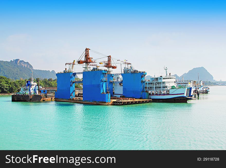 SURAT THANI, THAILAND - FEBRUARY 14: Many ships at the pier on February 14, 2011, Surat Thani, Thailand