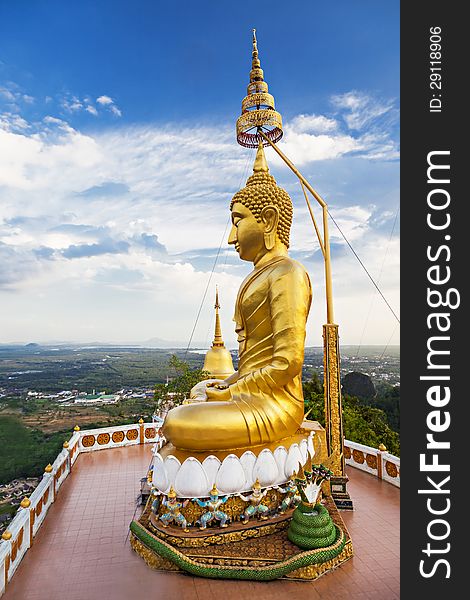 Buddha statue with beauty sky background