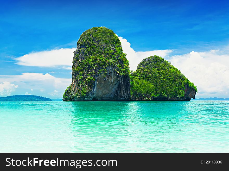 Beaty limestone rock in the ocean