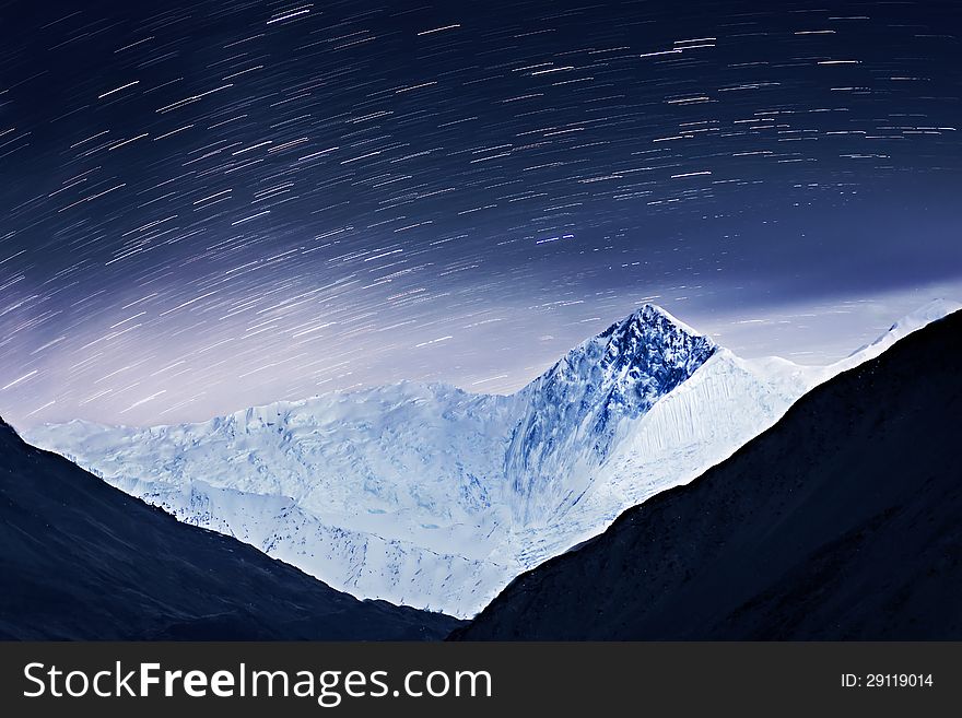 Milky way and mountains landscape
