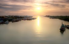 Seascape And Fisherman Village View From Kuala Kedah Bridge Stock Photos Seascape And Fisherman Village View From Kuala Kedah Bridge Stock Photos