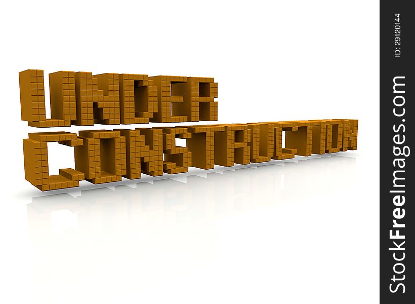 3d text under construction and white background