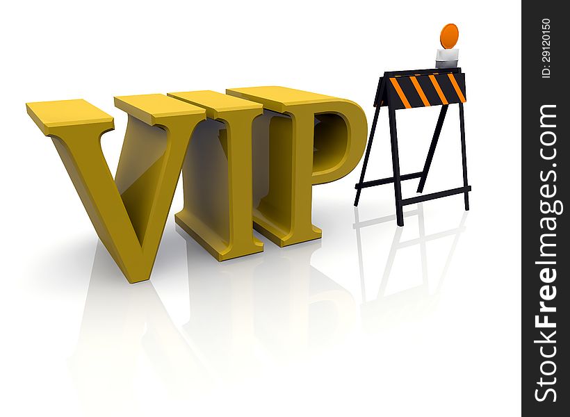 3d text vip and white background