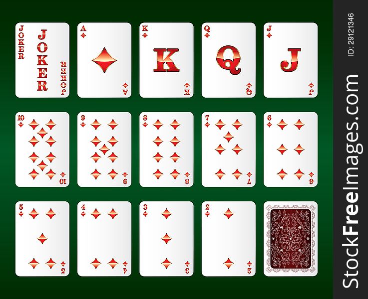 Playing cards vector. All the Diamonds