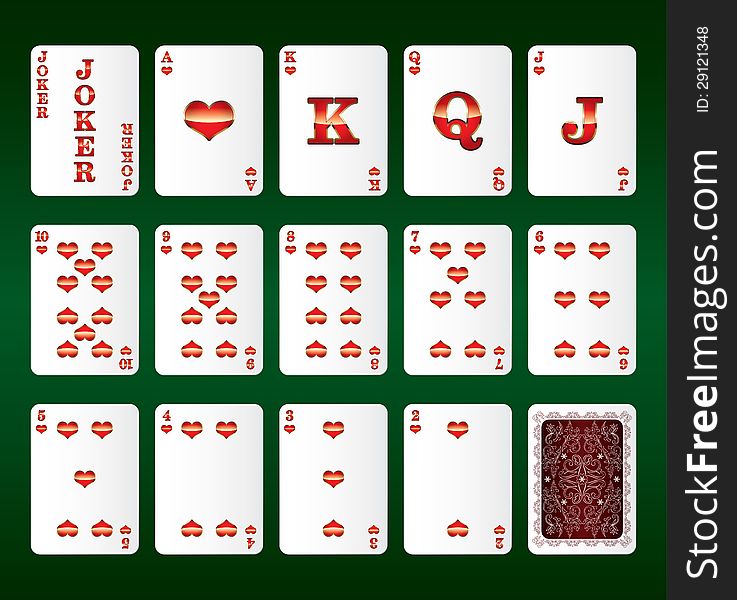 Playing cards vector. All the Hearts