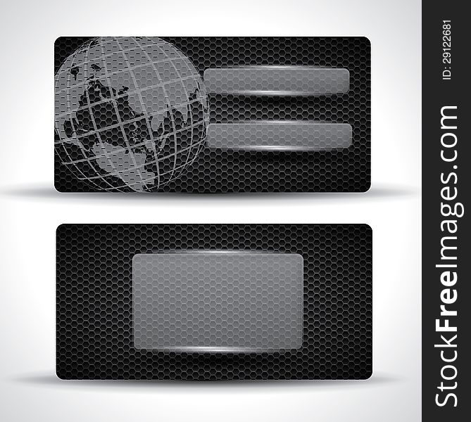 Carbon Business Card - Black With Globe