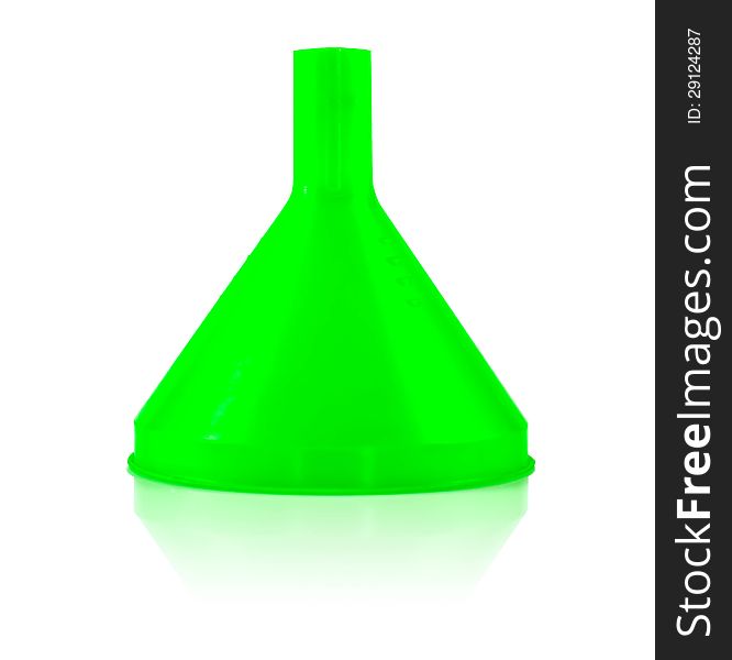 Water fill funnel made ​​of green plastic.