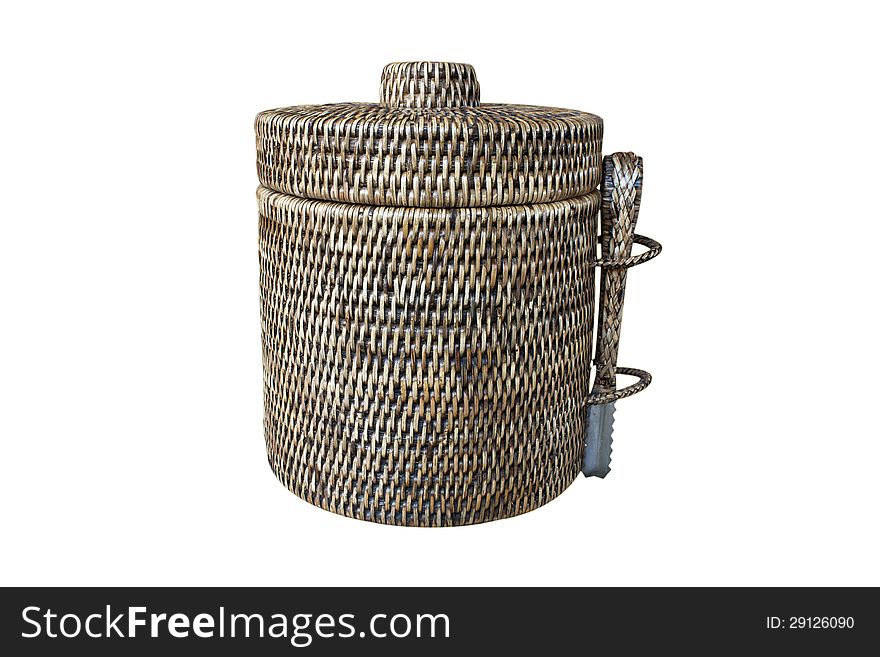 Containers made ​​of rattan woven into shapes. Containers made ​​of rattan woven into shapes.