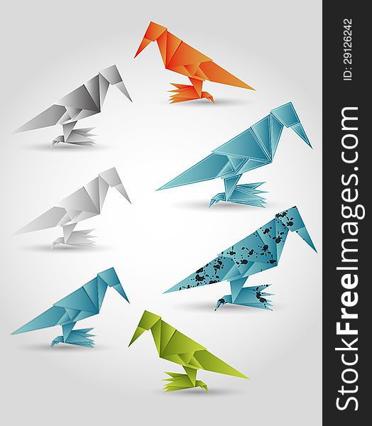 Folded paper birds theme illustration