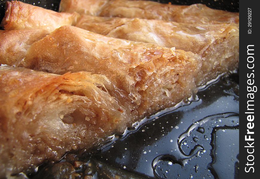 Close up shot of traditional middle east sweet dessert, baklava