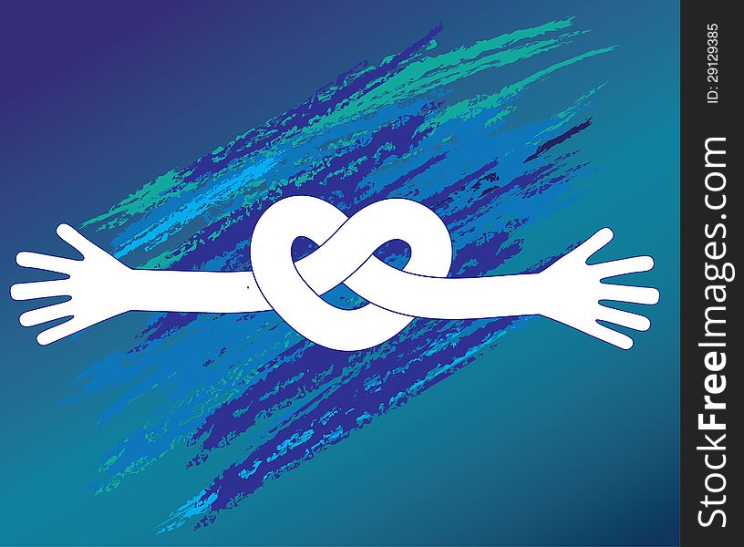 Knot of hands of the child in father encouragement help. Shaped as heart. Support love moral icon design. Vector illustration symbol. Knot of hands of the child in father encouragement help. Shaped as heart. Support love moral icon design. Vector illustration symbol.